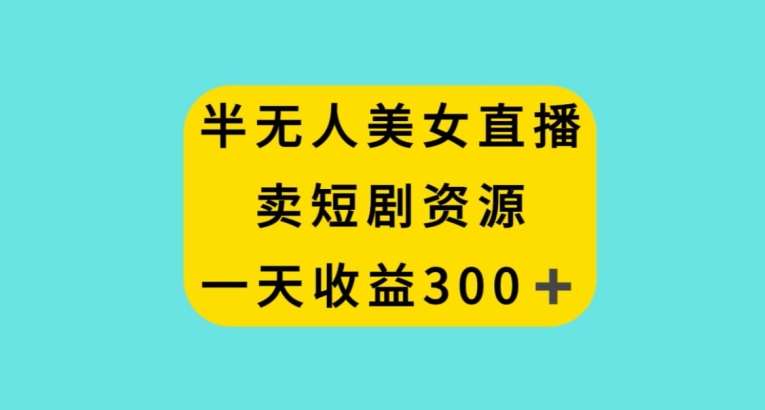 半无人美女直播，卖短剧资源，一天收益300+【揭秘】|无忧资源社