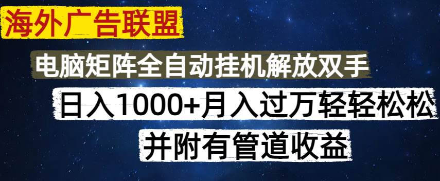 （14540期）海外广告联盟每天几分钟日入1000+无脑操作，可矩阵并附有管道收益|无忧资源社