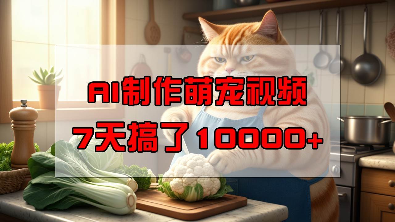 靠AI制作萌宠视频，7天搞了1万+，操作简单门槛低，有手机就行|无忧资源社