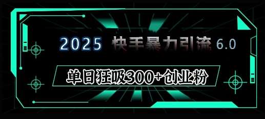 2025年快手6.0保姆级教程震撼来袭，单日狂吸300+精准创业粉|无忧资源社