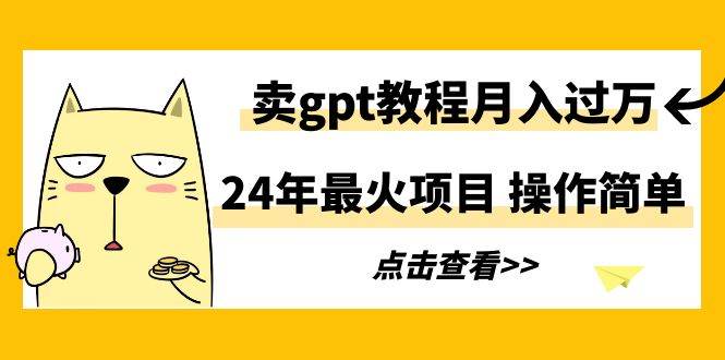 （9180期）24年最火项目，卖gpt教程月入过万，操作简单|无忧资源社