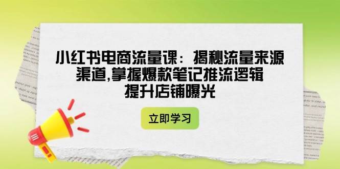 小红书电商流量课：揭秘流量来源渠道,掌握爆款笔记推流逻辑,提升店铺曝光|无忧资源社