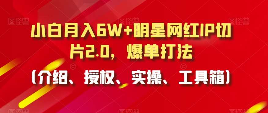 小白月入6W+明星网红IP切片2.0，爆单打法（介绍、授权、实操、工具箱）【揭秘】|无忧资源社