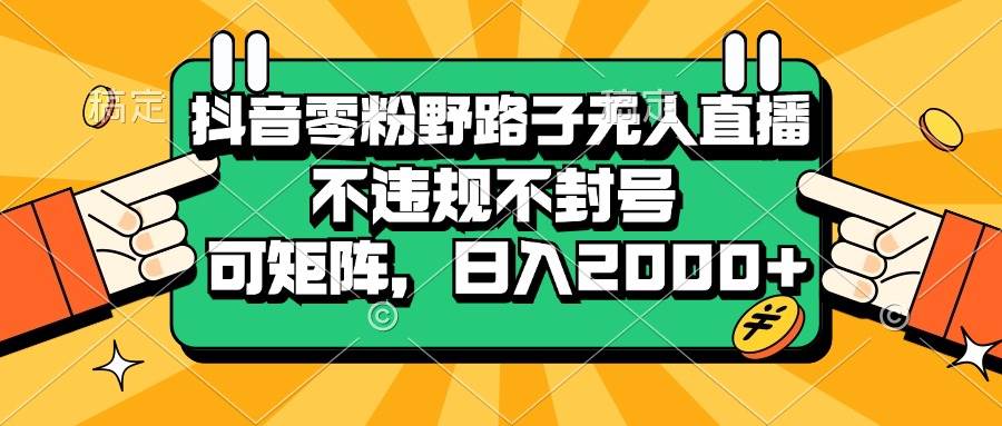 （13336期）抖音零粉野路子无人直播，不违规不封号，可矩阵，日入2000+|无忧资源社