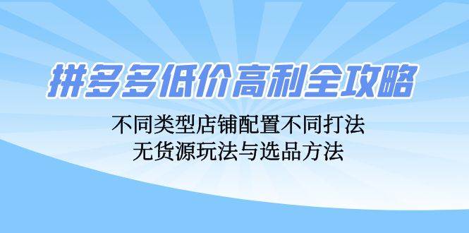 （12897期）拼多多低价高利全攻略：不同类型店铺配置不同打法，无货源玩法与选品方法|无忧资源社