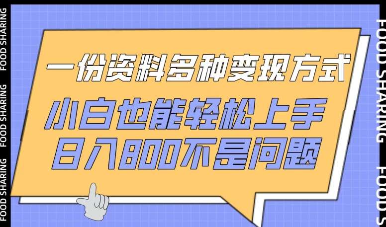 一份资料多种变现方式，小白也能轻松上手，日入800不是问题【揭秘】|无忧资源社
