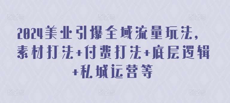 2024美业引爆全域流量玩法，素材打法 付费打法 底层逻辑 私城运营等|无忧资源社