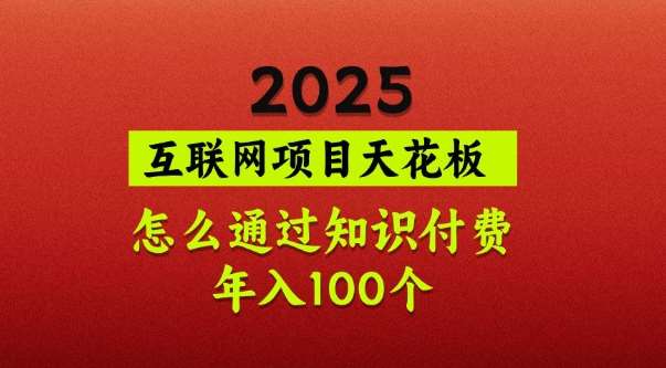 2025项目天花板，普通怎么通过知识付费翻身，年入百个【揭秘】|无忧资源社