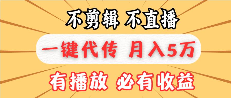 （13555期）不剪辑不直播，一键代发，月入5万懒人必备，我出视频你来发|无忧资源社