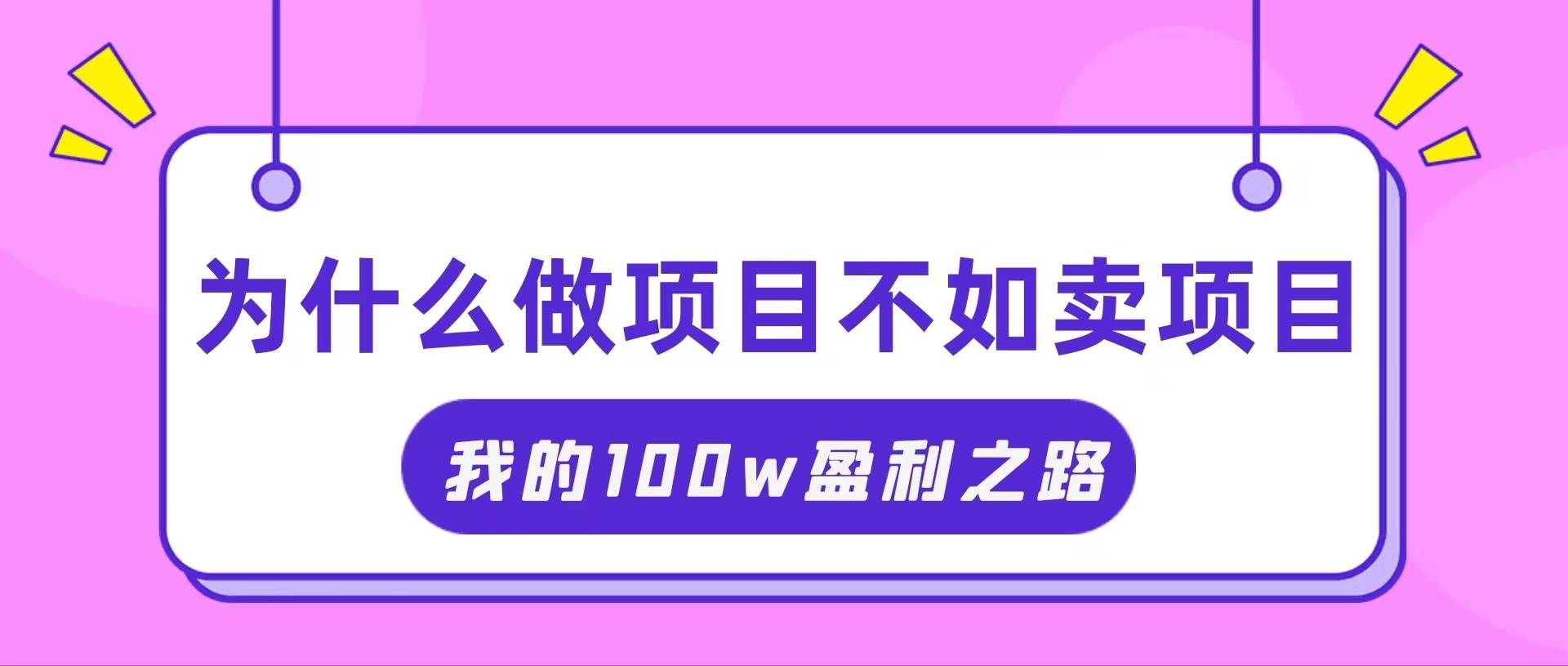 （11893期）抓住互联网创业红利期，我通过卖项目轻松赚取100W+|无忧资源社