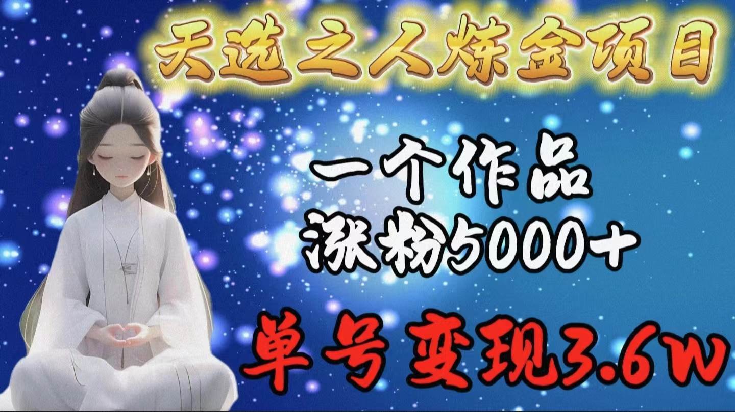 （9693期）天选之人炼金项目，一个作品涨粉5000+，单号变现3.6w|无忧资源社
