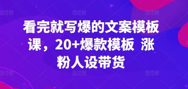 看完就写爆的文案模板课，20+爆款模板  涨粉人设带货|无忧资源社