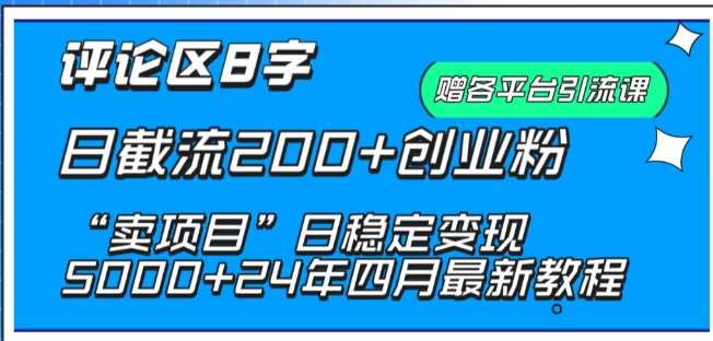 抖音评论区8字日截流200+创业粉 “卖项目”日稳定变现5000+【揭秘】|无忧资源社