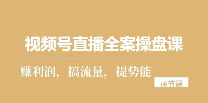 （10207期）视频号直播全案操盘课，赚利润，搞流量，提势能（16节课）|无忧资源社