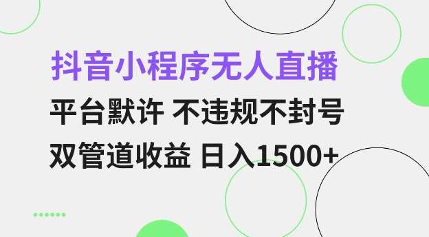 抖音小程序无人直播 平台默许 不违规不封号 双管道收益 日入多张 小白也能轻松操作【仅揭秘】|无忧资源社