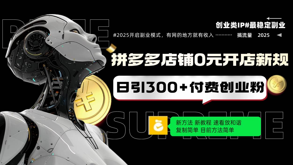 （14092期）拼多多店铺0元开店新规，日引300+付费创业粉，目前方法简单复制粘贴可矩阵|无忧资源社