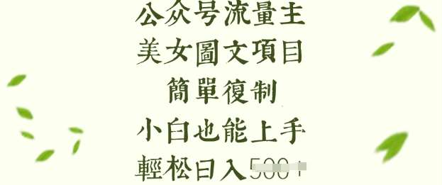流量主长期收益项目，美女图片简单复制，小白也能上手，轻松日入5张|无忧资源社