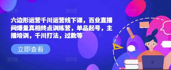 六边形运营千川运营线下课，百业直播间爆量真相终点训练营，单品起号，主播培训，千川打法，过款等|无忧资源社