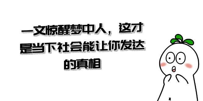 （8480期）某公众号付费文章《一文 惊醒梦中人，这才是当下社会能让你发达的真相》|无忧资源社