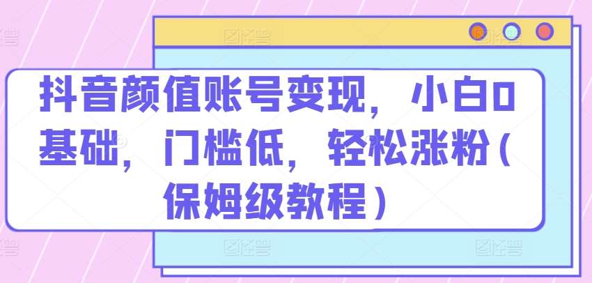 抖音颜值账号变现，小白0基础，门槛低，​轻松涨粉(保姆级教程)【揭秘】|无忧资源社