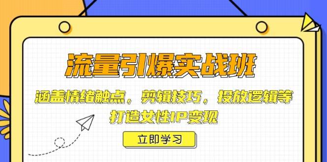 （14008期）流量引爆实战班，涵盖情绪触点，剪辑技巧，投放逻辑等，打造女性IP变现|无忧资源社