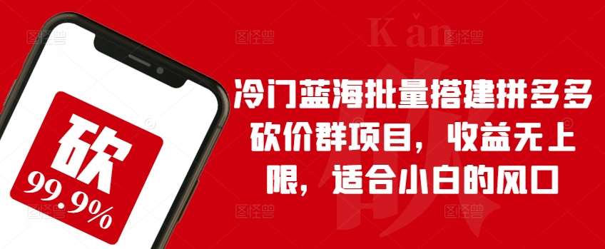 冷门蓝海批量搭建拼多多砍价群项目，收益无上限，适合小白的风口【揭秘】|无忧资源社