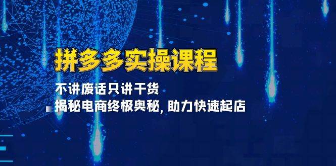 （13577期）拼多多实操课程：不讲废话只讲干货, 揭秘电商终极奥秘,助力快速起店|无忧资源社
