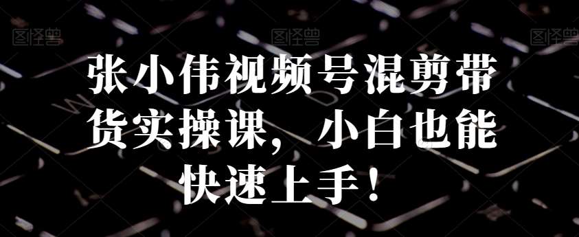 张小伟视频号混剪带货实操课，小白也能快速上手！|无忧资源社