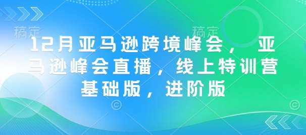 12月亚马逊跨境峰会， 亚马逊峰会直播，线上特训营基础版，进阶版|无忧资源社