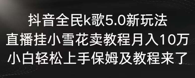 抖音全民k歌5.0新玩法，直播挂小雪花卖教程月入10万，小白轻松上手，保姆及教程来了【揭秘】|无忧资源社