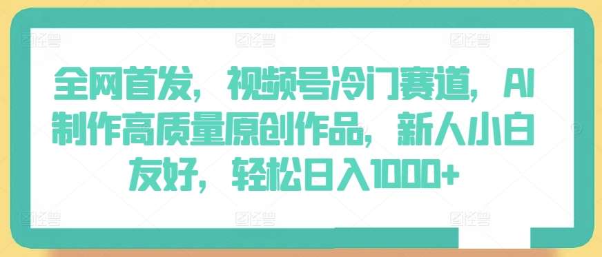 全网首发，视频号冷门赛道，AI制作高质量原创作品，新人小白友好，轻松日入1000+【揭秘】|无忧资源社