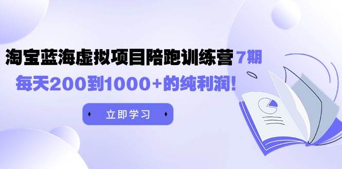 （9541期）黄岛主《淘宝蓝海虚拟项目陪跑训练营7期》每天200到1000+的纯利润|无忧资源社