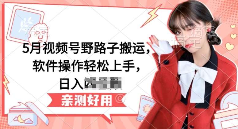 5月视频号野路子搬运，软件操作轻松上手，日入三位数【揭秘】|无忧资源社