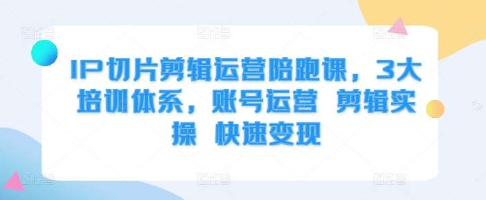 IP切片剪辑运营陪跑课，3大培训体系，账号运营 剪辑实操 快速变现|无忧资源社