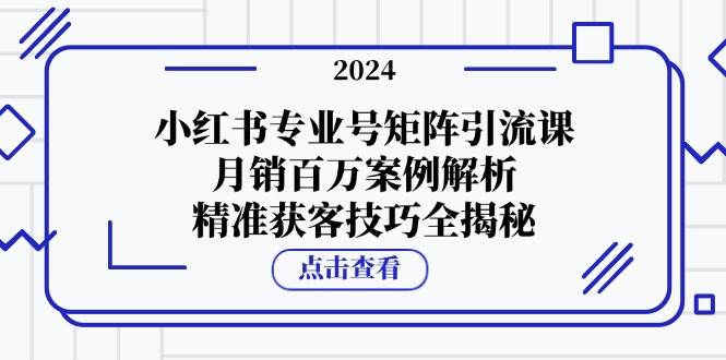 小红书专业号矩阵引流课，月销百万案例解析，精准获客技巧全揭秘|无忧资源社
