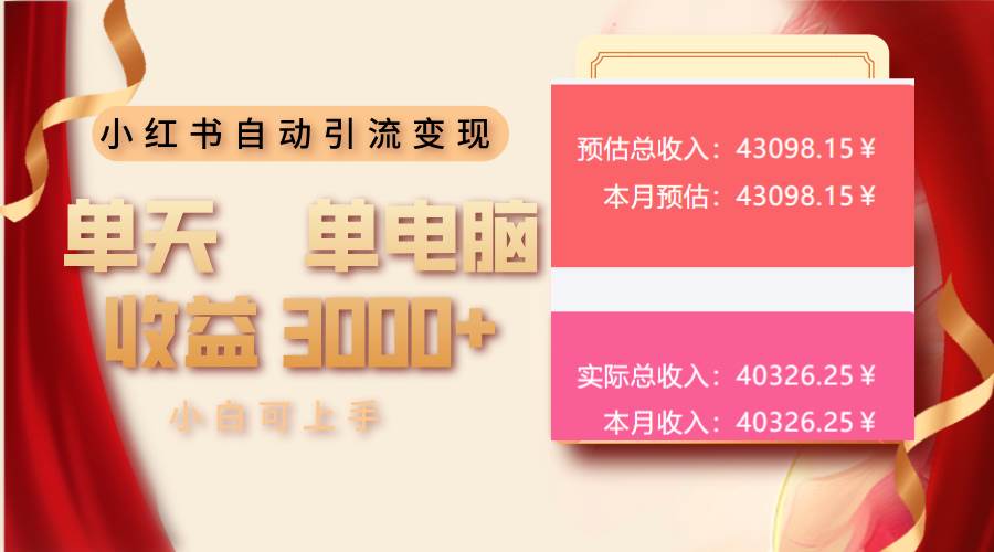 （13999期）小红书自动引流变现 单天单电脑收益3000+  小白可上手|无忧资源社