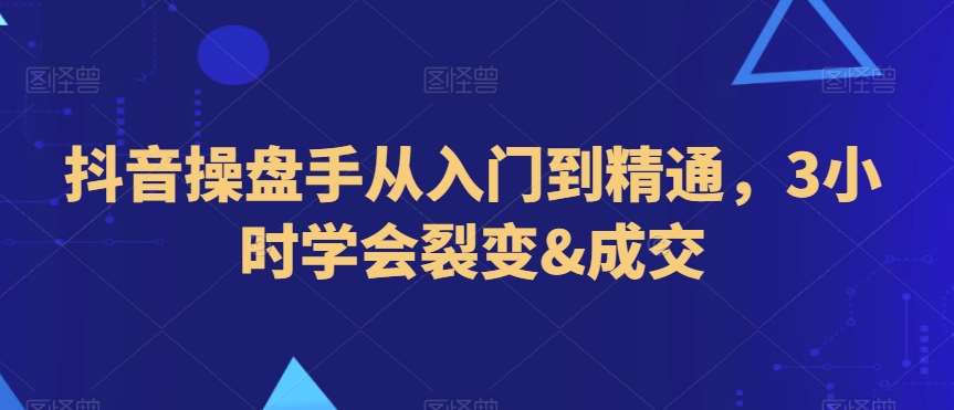 抖音操盘手从入门到精通，3小时学会裂变&成交|无忧资源社