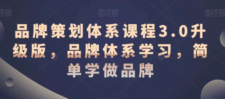 品牌策划体系课程3.0升级版，品牌体系学习，简单学做品牌|无忧资源社