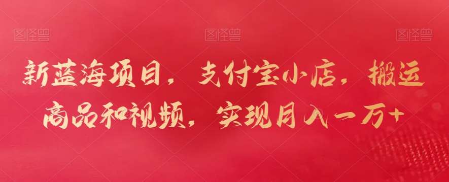 新蓝海项目，支付宝小店，搬运商品和视频，实现月入一万+【揭秘】|无忧资源社