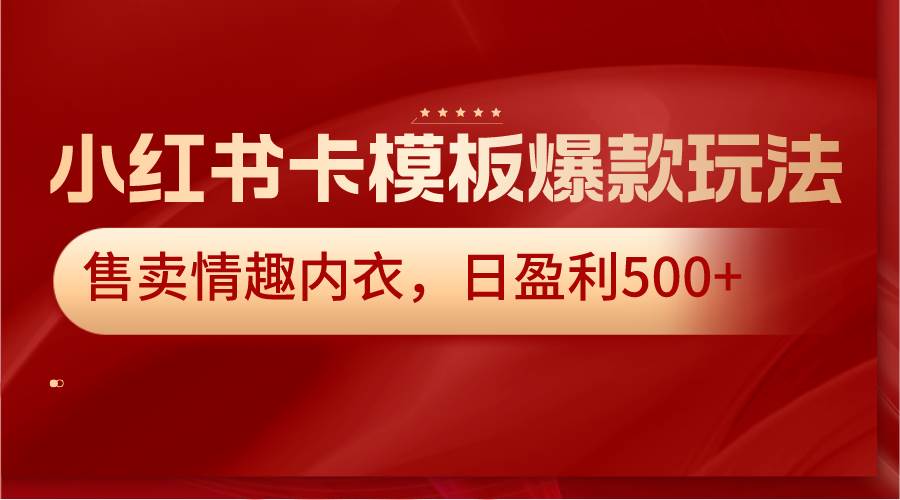 小红书卡模板爆款玩法，售卖情趣内衣，日盈利500+|无忧资源社