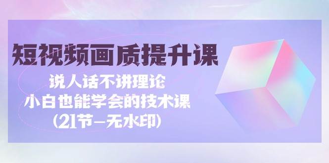（9659期）短视频-画质提升课，说人话不讲理论，小白也能学会的技术课(21节-无水印)|无忧资源社