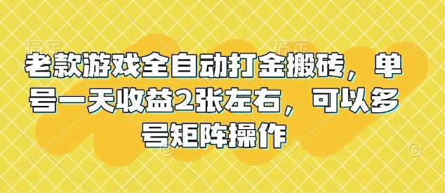 老款游戏全自动打金搬砖，单号一天收益2张左右，可以多号矩阵操作【揭秘】|无忧资源社