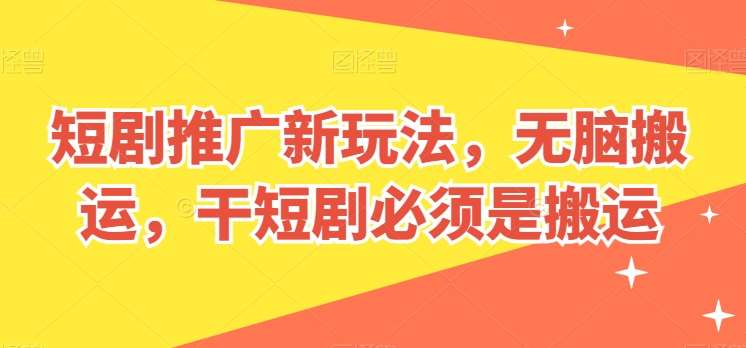 短剧推广新玩法，无脑搬运，干短剧必须是搬运【揭秘】|无忧资源社