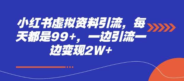 小红书虚拟资料引流，每天都是99+，一边引流一边变现2W+|无忧资源社