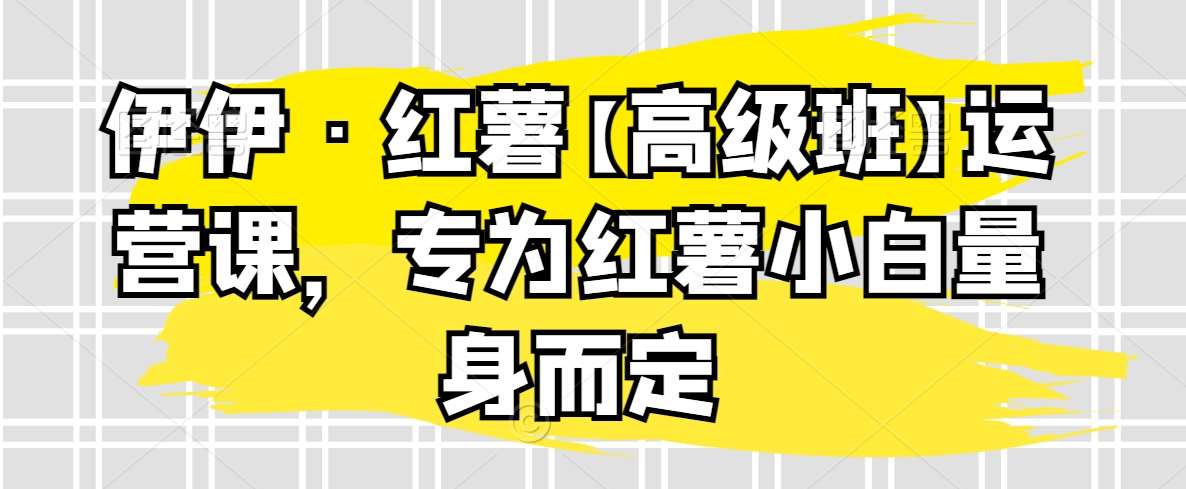 伊伊·红薯【高级班】运营课，专为红薯小白量身而定|无忧资源社