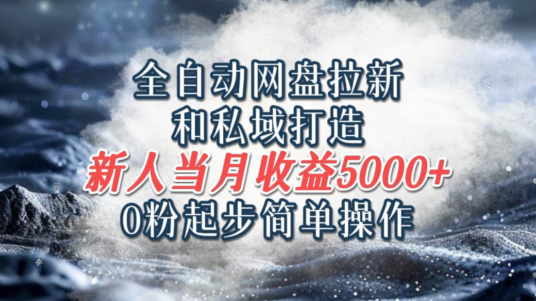 全自动网盘拉新和私域打造，0粉起步简单操作，新人入门当月收益5000以上|无忧资源社