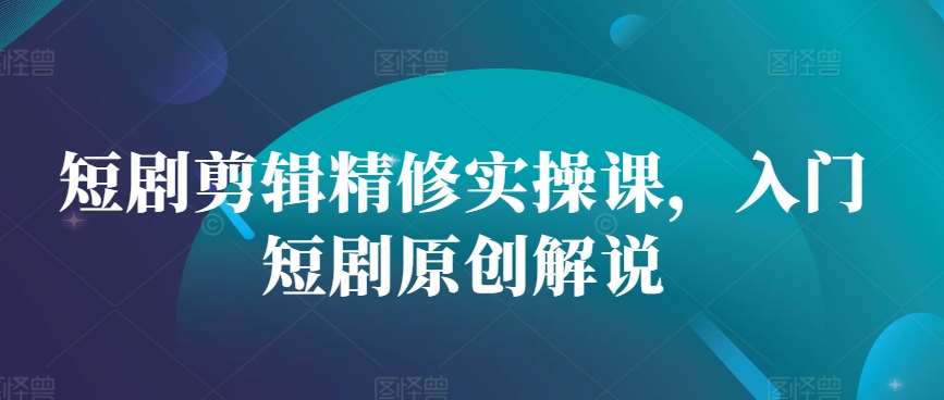 短剧剪辑精修实操课，入门短剧原创解说|无忧资源社