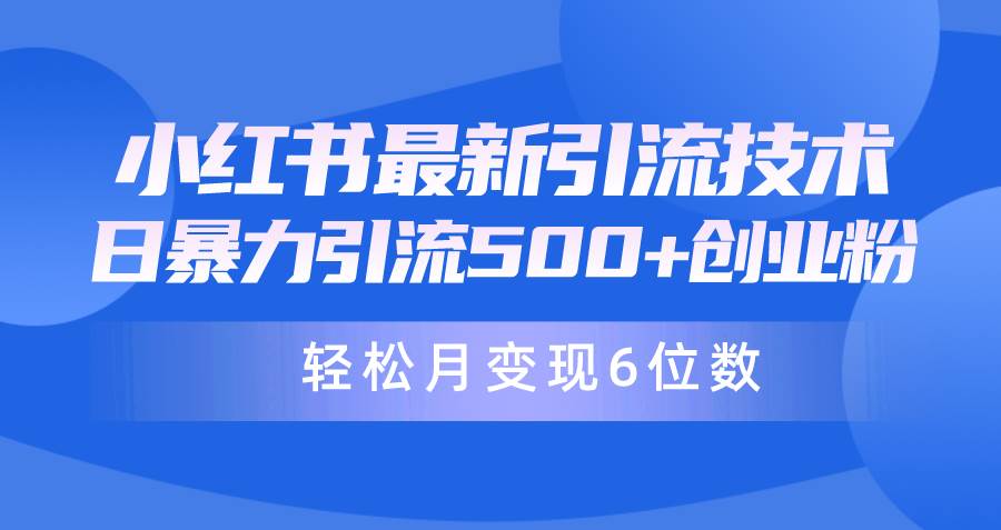 （9871期）日引500+月变现六位数24年最新小红书暴力引流兼职粉教程|无忧资源社