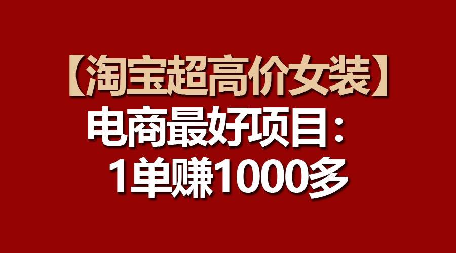 【淘宝超高价女装】电商最好项目：一单赚1000多|无忧资源社