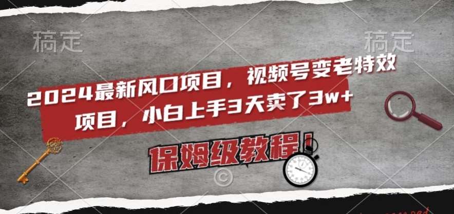 2024最新风口项目，视频号变老特效项目，电脑小白上手3天卖了3w+，保姆级教程【揭秘】|无忧资源社